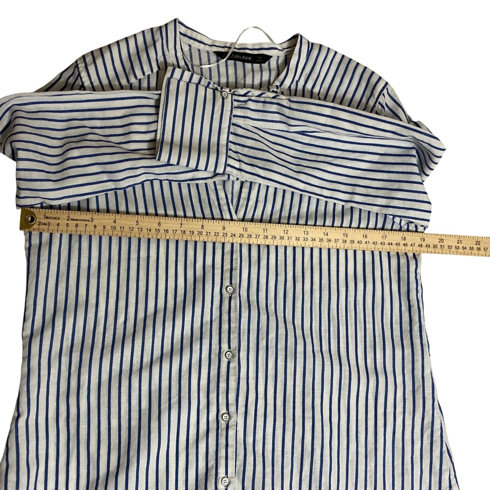 Zara Basic Button Down Shirt Split Neck Blouse La… - image 5